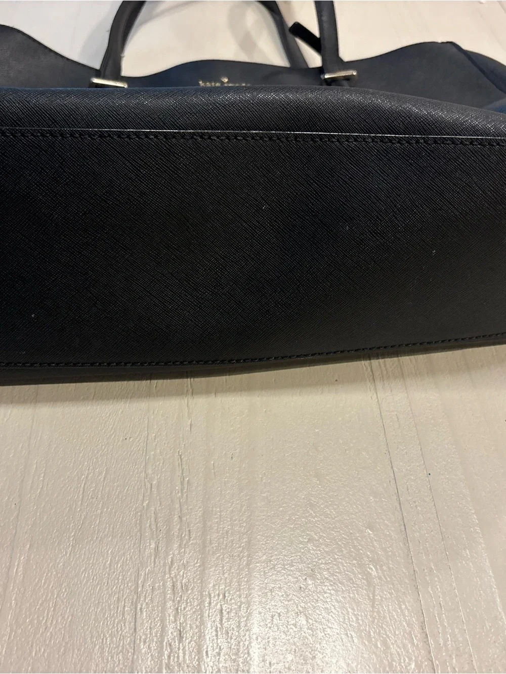 kate spade Black Saffiano Leather Tote with Top Zip